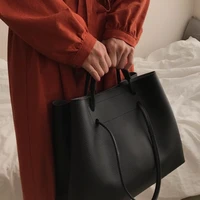 casual matte leather large capacity tote buckets bag luxury handbags for women designer pu shoulder messenger bags ladies purses