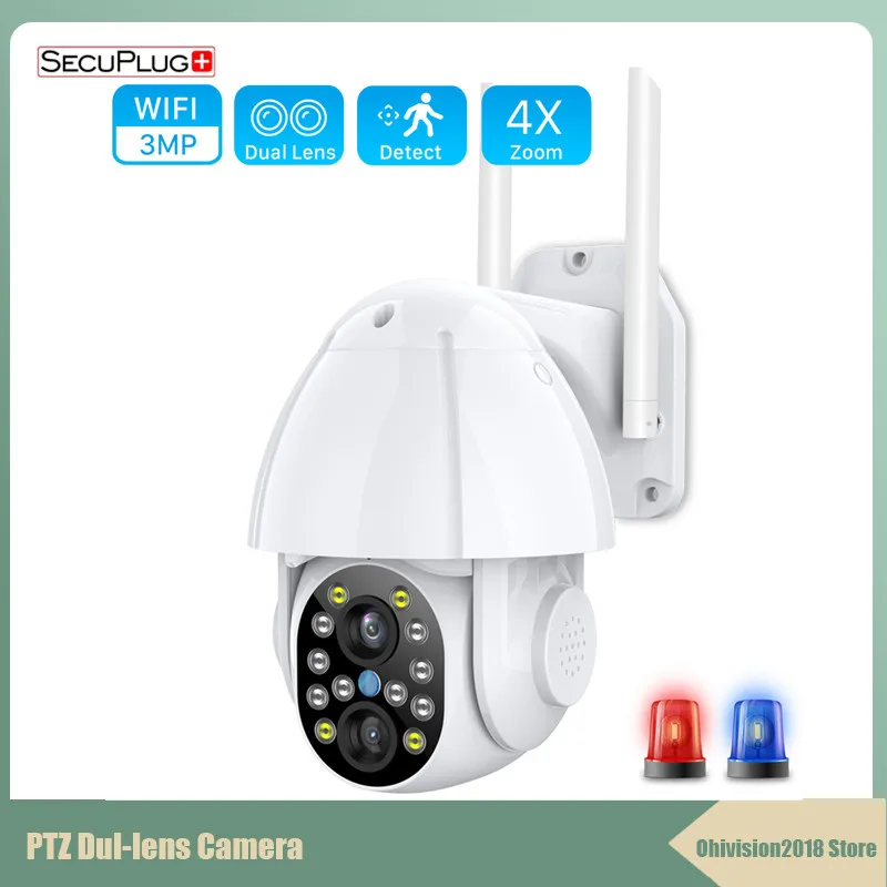 

Dual-Lens Wifi Camera Outdoor Auto Tracking Cloud Home Security 1080P PTZ IP Camera 2MP Zoom Speed Dome CCTV Camera Surveillance