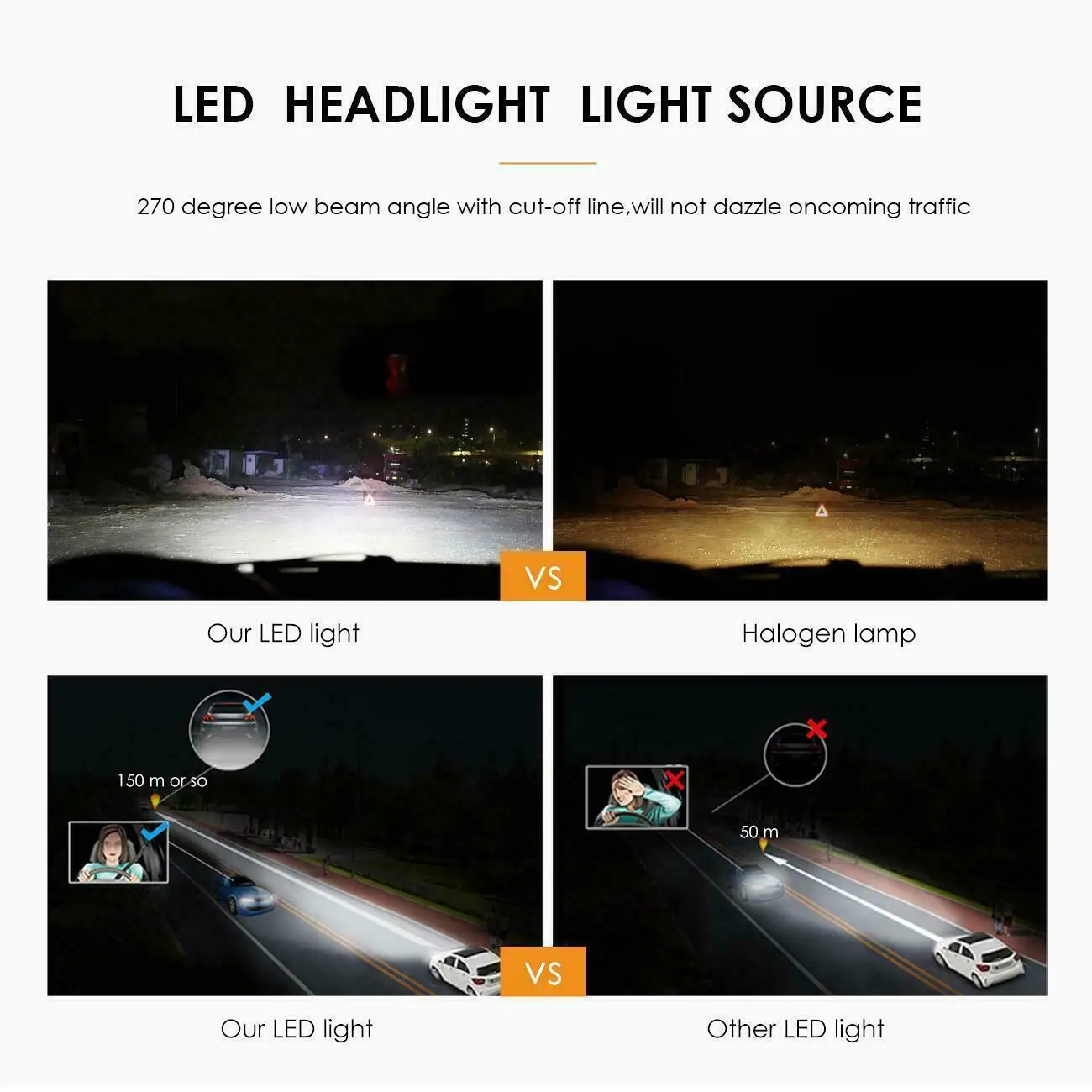 

2Pcs H13-9008 6000K White-CREE LED Headlight Bulbs Hi-Low Beam Light 4-side H13 9008 White-CREE LED Headlight Bulbs