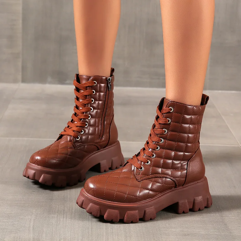 

Women Side Zipper Platform Boots 2021 Trendy Plus Size Platform Shoes Autumn Winter Women Boots Women Martin Booties Botas Mujer