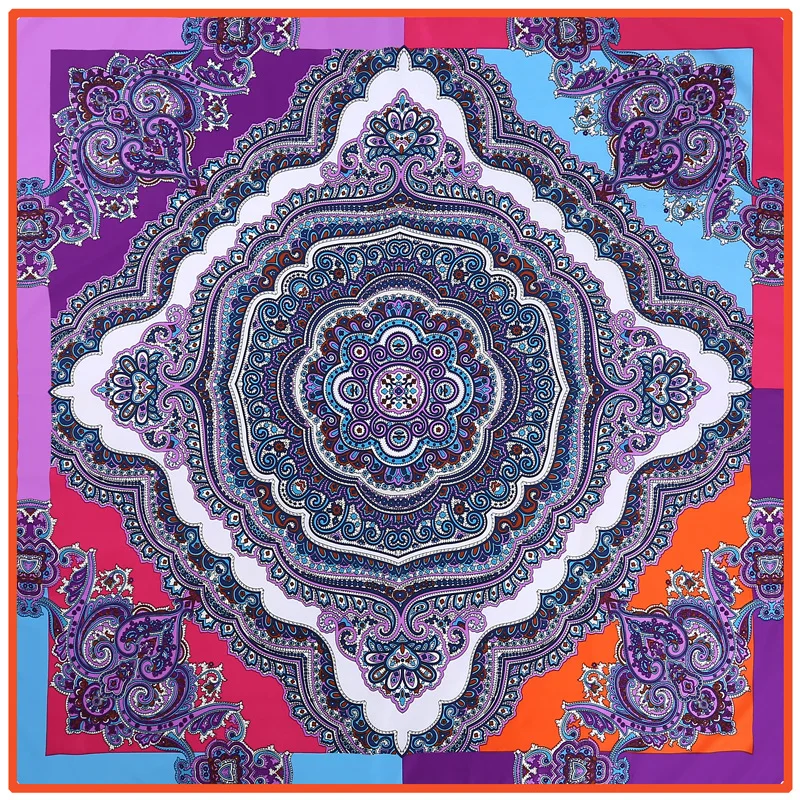 

100*100cm TOP Silk superior Bohemia Scarves Women Foulard Square Hijab Scarf Ladies Shawl wrap muffler pareo female hijab