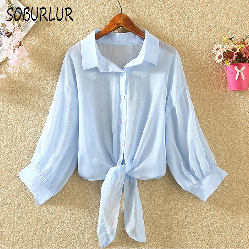 Шифоновые женские рубашки летние корейские блузки с коротким рукавом тонкие