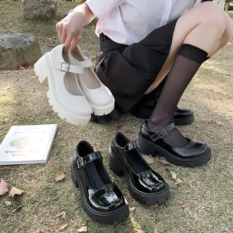 

Lolita Shoes Women Japanese Mary Jane Shoes Women Vintage Girls Students JK Uniform High Heel Platform Shoes Cosplay Plus Size