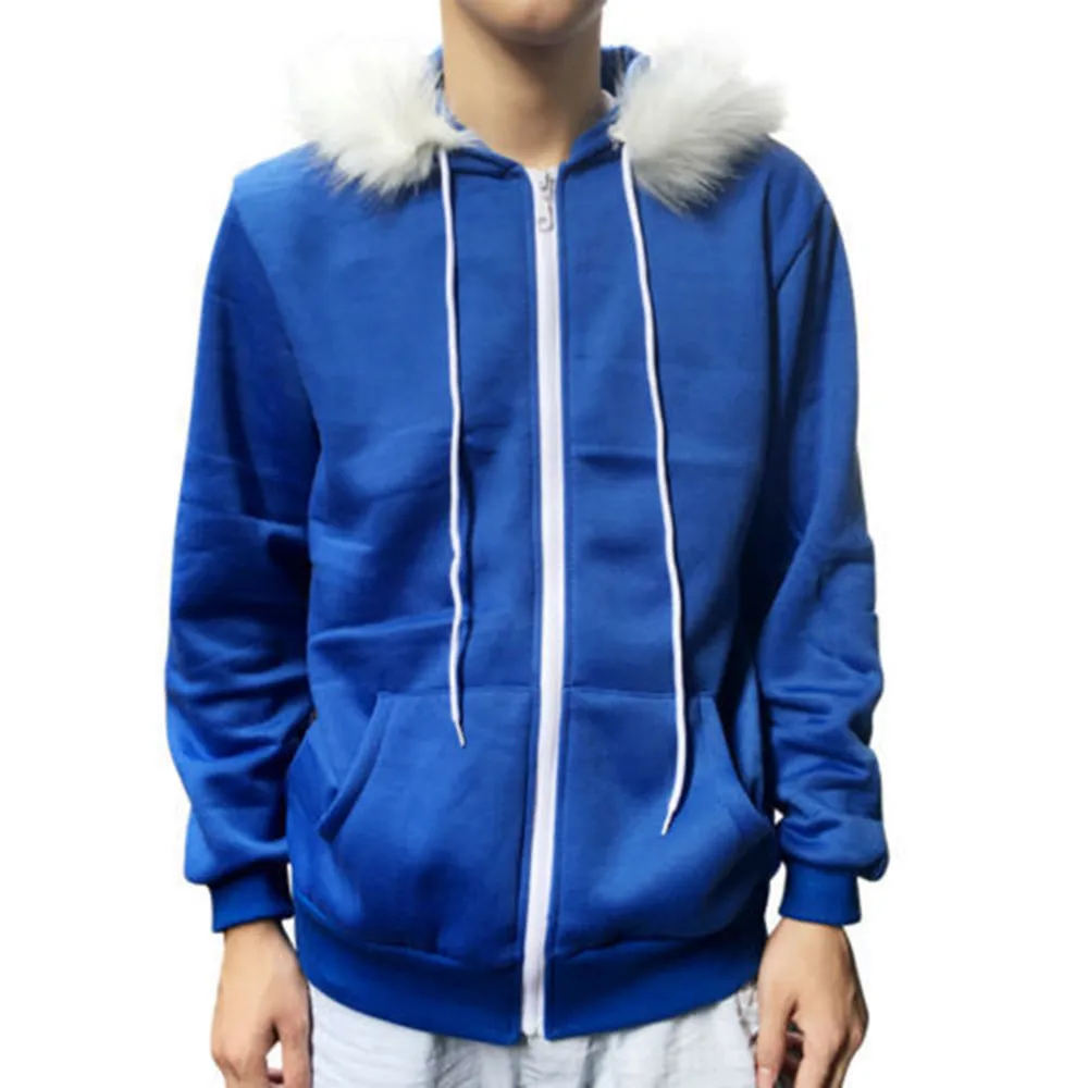 Men Women Cosplay Blue Fleece Hooded Jacket Costume Warm Sport Coat Jackets Casual Sporting Big Size Y11.4 | Мужская одежда