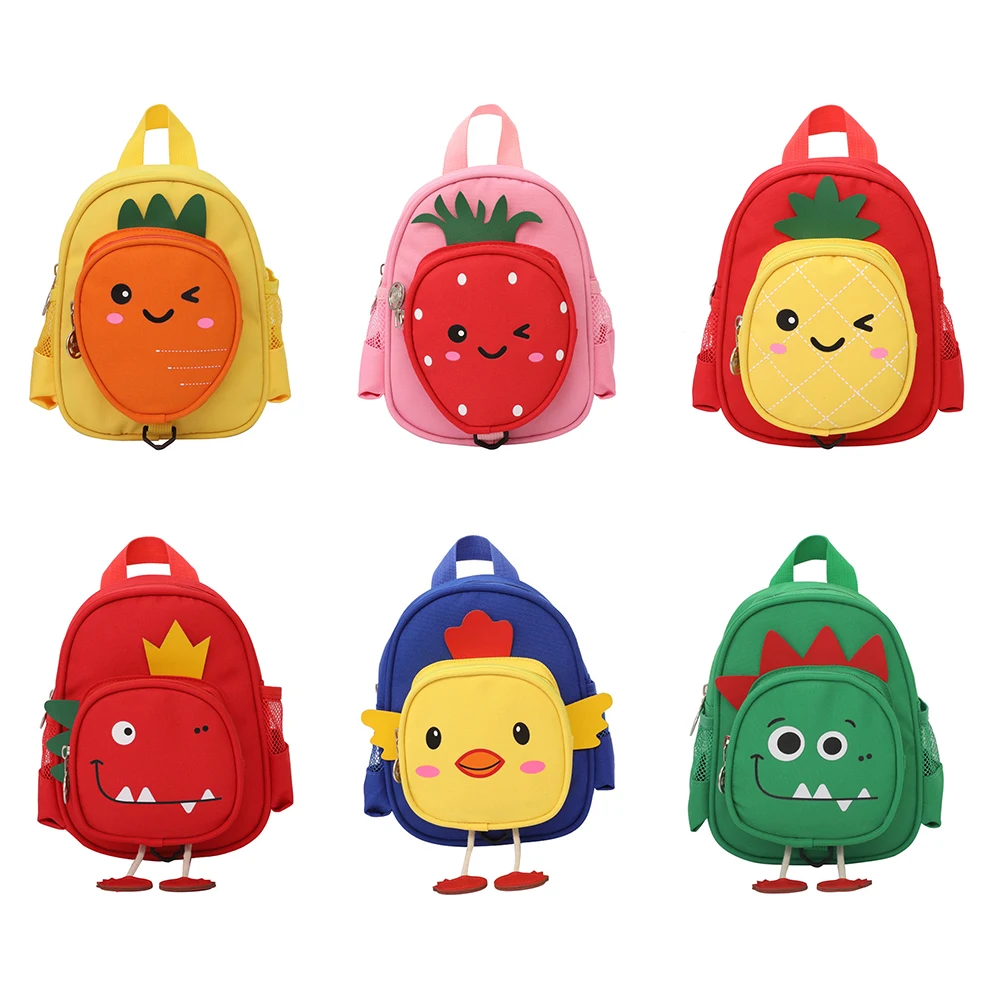 

Cute Animal Pattern Kids Backpack Nylon Cartoon Anti-lost Rope Children Kindergarten School Bags For Boys Girls Gifts 2021