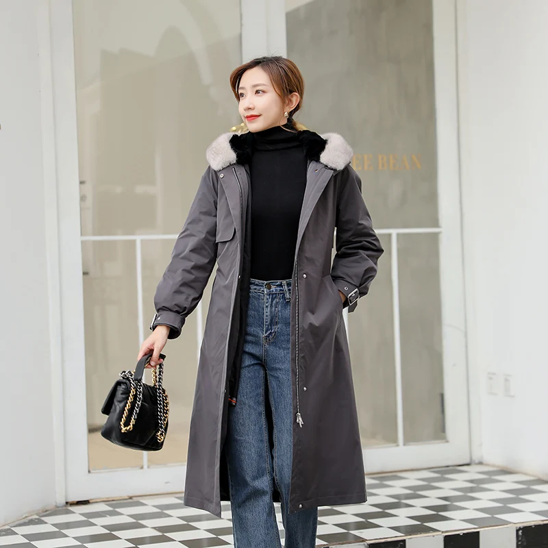 

Pp Fur Faction parka Winter 2020 Women's Slim Fit Waist Large Medium Length Long Knee Length Cotton Padded Coat Mink