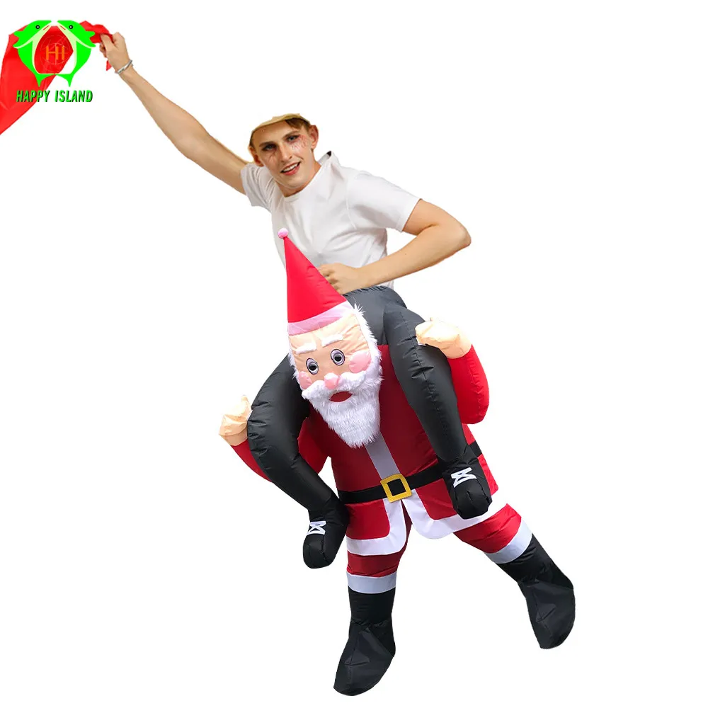 Взрослые красный Санта Клаус Рождественский надувной костюм для