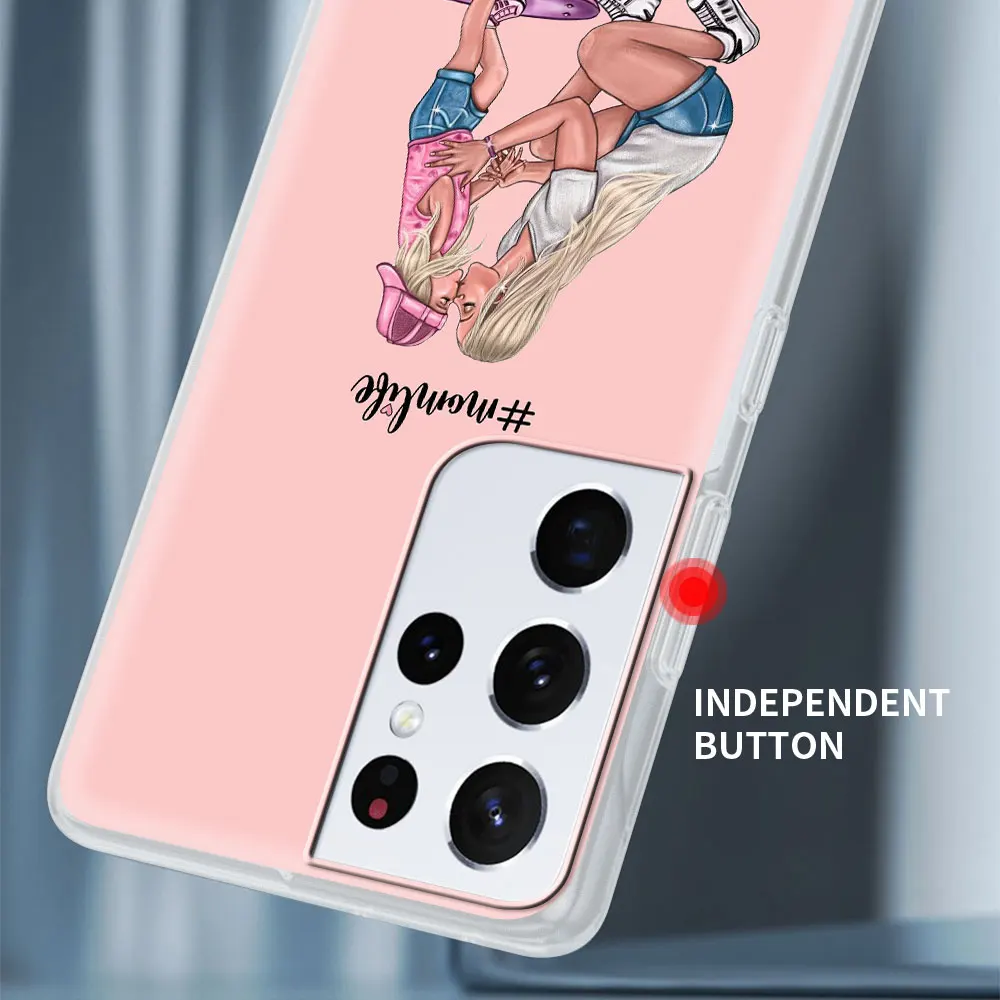 

Silicone Phone Case For Samsung Galaxy S21 Ultra S20 FE 5G S10e S10 S9 S8 S20 Plus S7 Girl Baby Women Mom Back Cover Coque Funda