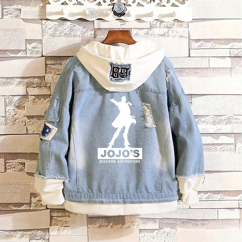 Джинсовая куртка с капюшоном для косплея на весну/осень|Мужские толстовки и