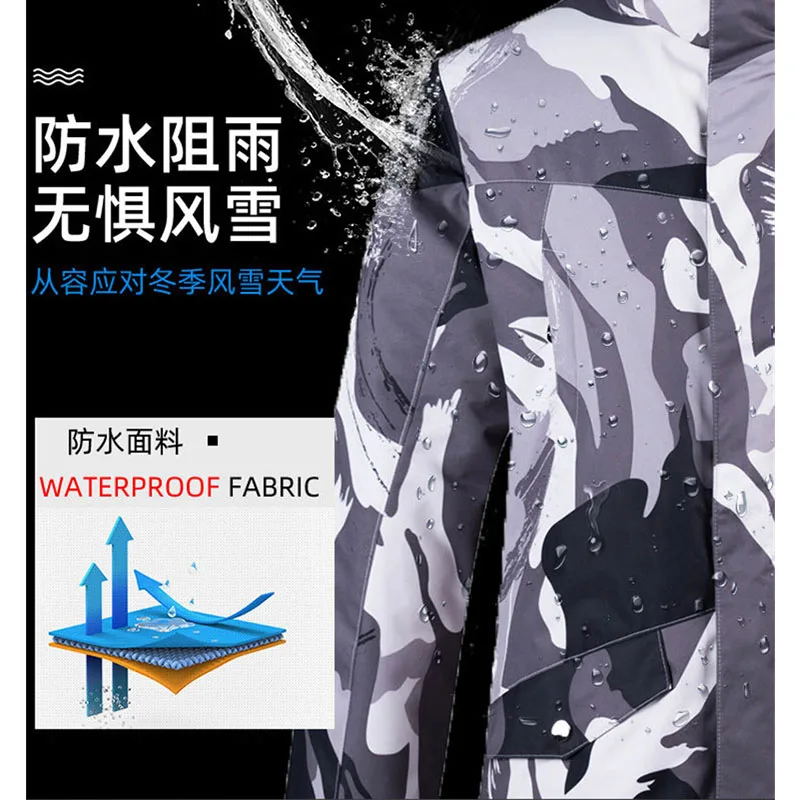 Мужская лыжная куртка брюки для мужчин и женщин теплый зимний лыжный костюм