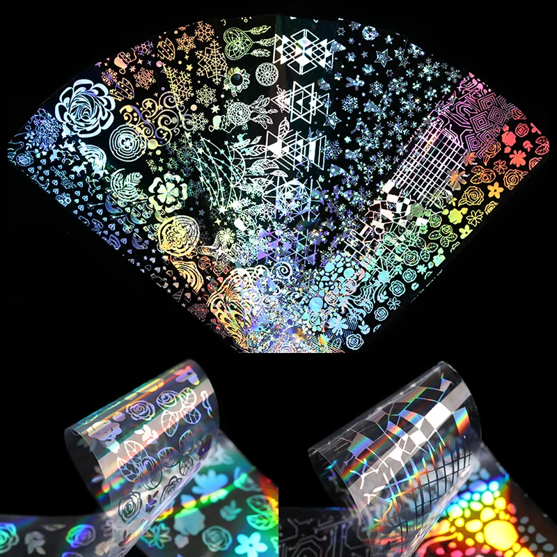 10 Rolls iridescent Nail Foils Art Transfer Stickers Slider Mixed Pattern Decal Manicuring Design Tip Decoration | Красота и здоровье
