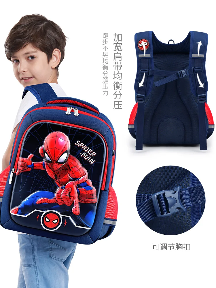 

Schoolbag Primary School Students First Second To Third Grade Children Boy Spiderman Lightweight Spine Protection Backpack