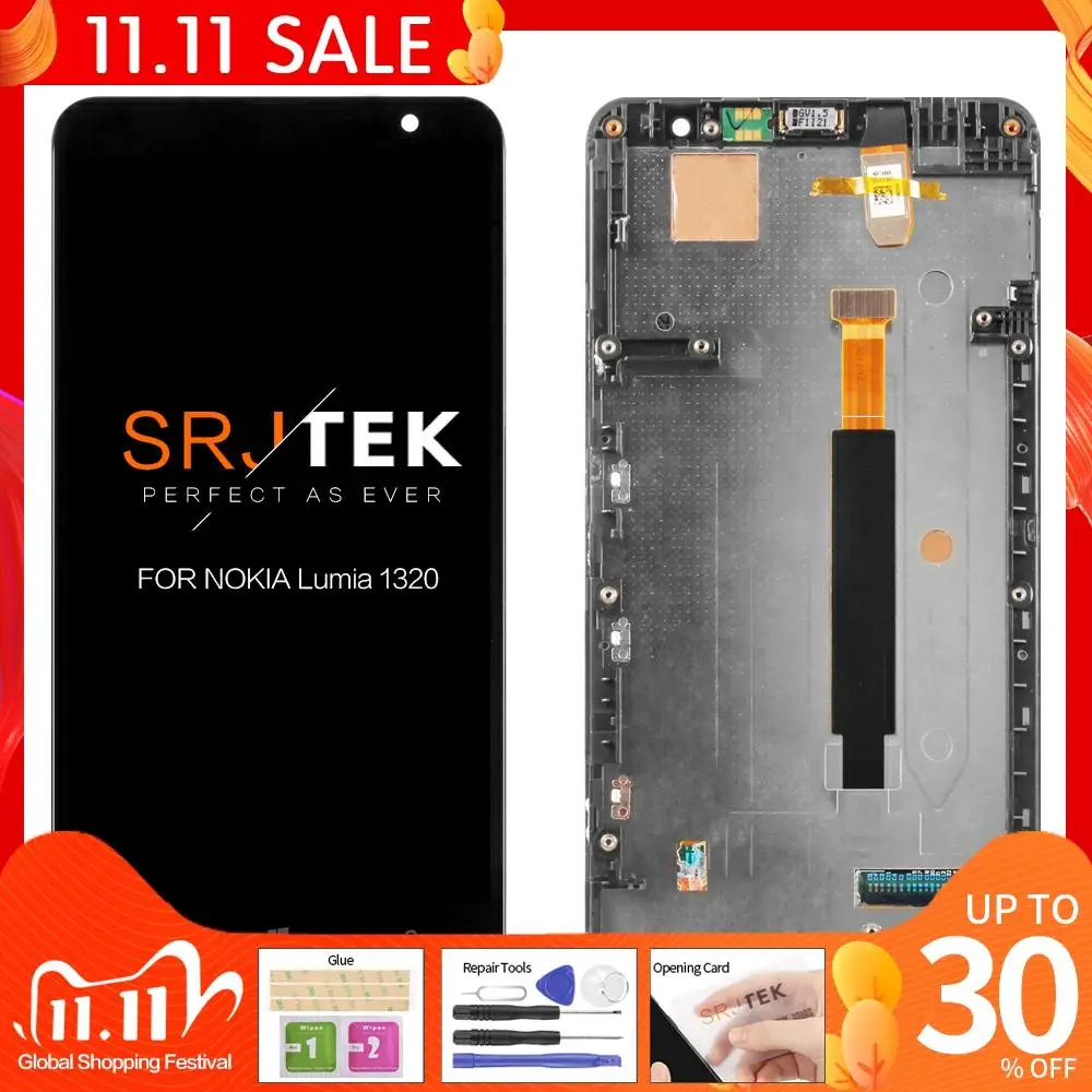 Протестированный Оригинальный сенсорный ЖК экран 6 дюймов 1280x720 для Nokia Lumia 1320 с