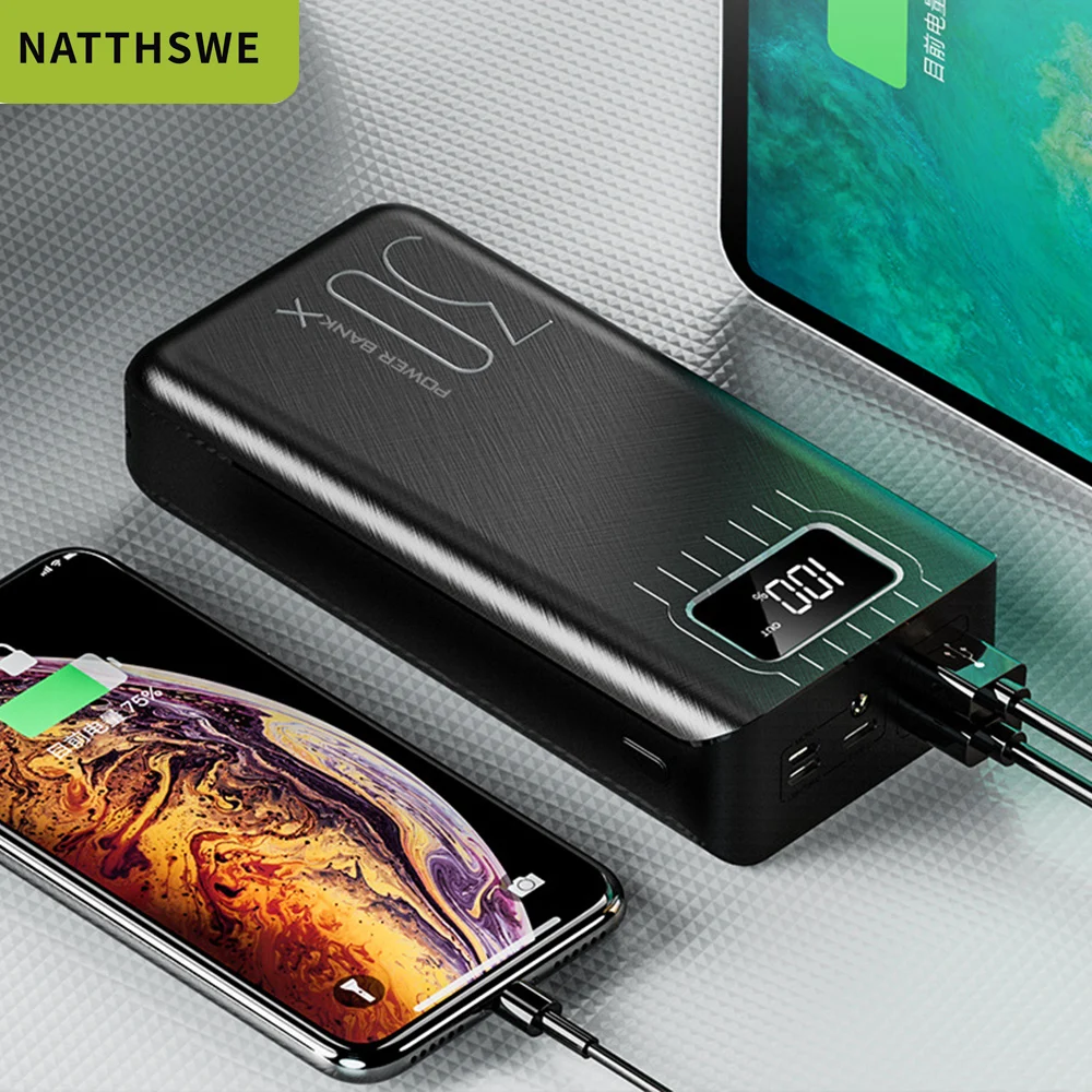 Портативный внешний аккумулятор NATTHSWE 20000 мА/ч для всех смартфонов Xiaomi быстрая