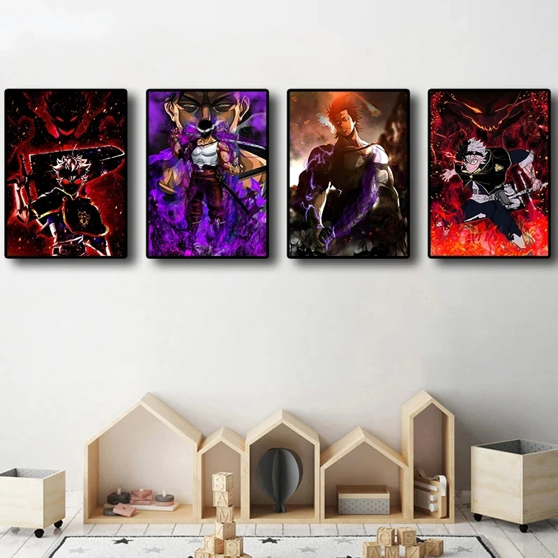 Красочный Ретро Художественный домашний Настенный декор черный клевер Японские