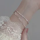 Серебристый модный браслет S925, ожерелье, креативная Геометрическая цепочка, темпераментная Минималистичная бижутерия для женщин вечерние подарок на день рождения