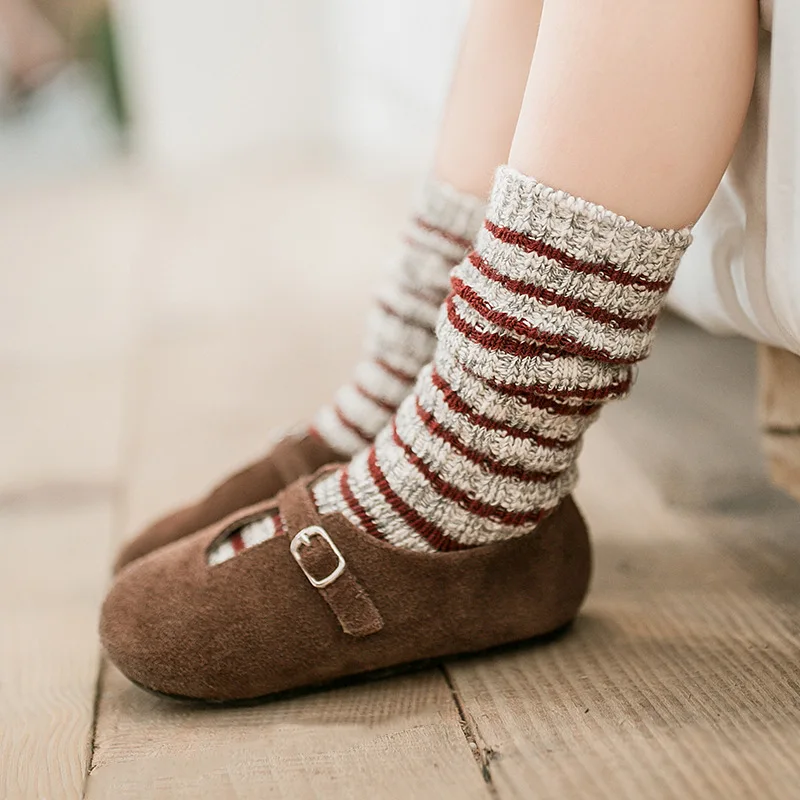 Детские зимние хлопковые теплые Полосатые Гольфы Lotus для маленьких мальчиков