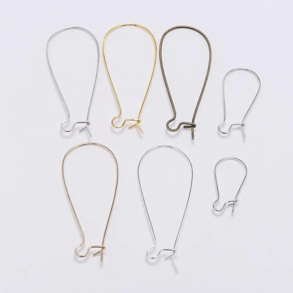 50pcs 18-38 mm Metal Plated Kidney Closable Earring Ear Wires Oval Ear Wire Earring Hooks DIY Jewelry Making Findings Supplies
