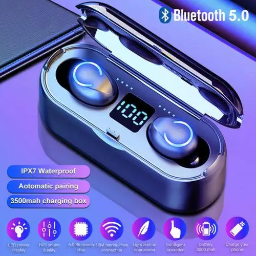 TWS-наушники Bluetooth 5.0 F9-8 мини-наушники Беспроводные стереонаушники с зарядным
