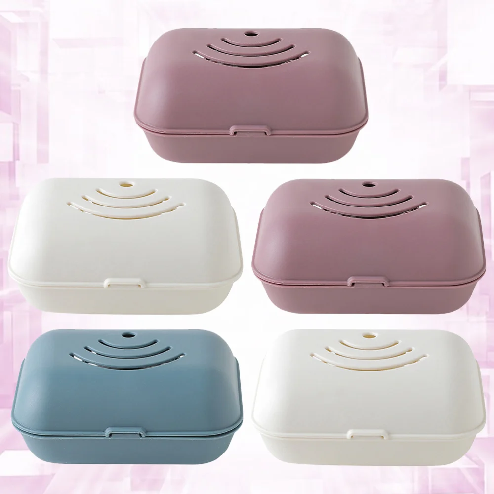 

5pcs Creative Bathroom Soap Box Wall-mounted Soap Container Punch Free Soap Storage Holder for Home (Mixed Color)