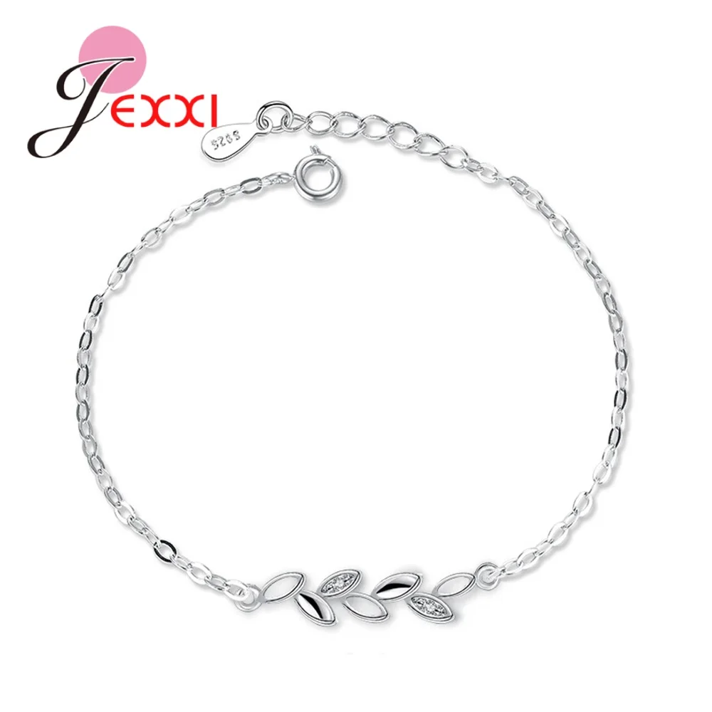 Cheap Promotion 925 Sterling Silver Jewelry Bracelet Shining White Austria Crystal Paved Leaves Branch Original Design Best Gift