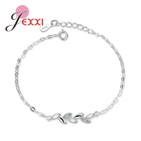 cheap promotion 925 sterling silver jewelry bracelet shining white austria crystal paved leaves branch original design best gift
