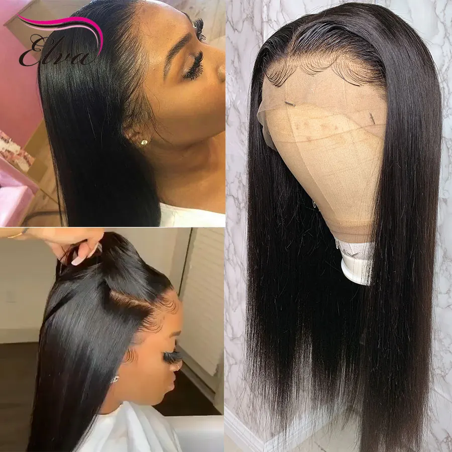 Elva волосы предварительно выщипывают полный кружево человеческие парики с