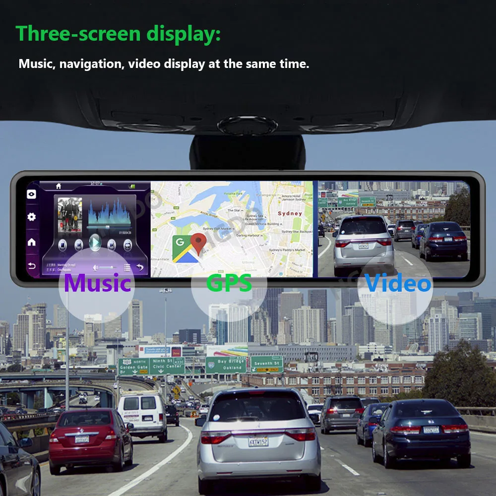 $125.10 HGDO 12'' Car DVR Dashboard Camera Android 8.1 4G ADAS Rear View Mirror Video Recorder FHD 1080P WiFi GPS Dash Cam Registrator