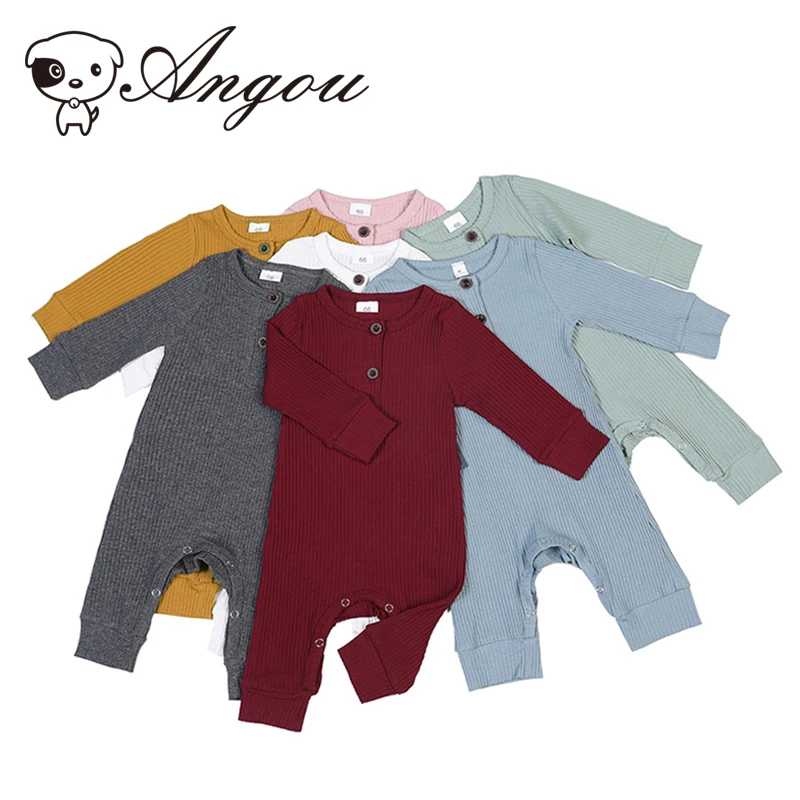 

2022 Spring Autumn Newborn Baby Boy Girl Jumpsuit Solid Color Cotton Soft Long Sleeves Romper Cute Candy Color Romper Clothes