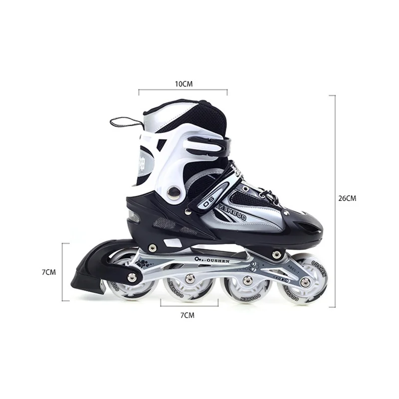 

Adjustable Inline Breathable Skates Children Beginner Skating Shoes PU Flashing 4 Wheels Roller Kid Waterproof Sneaker