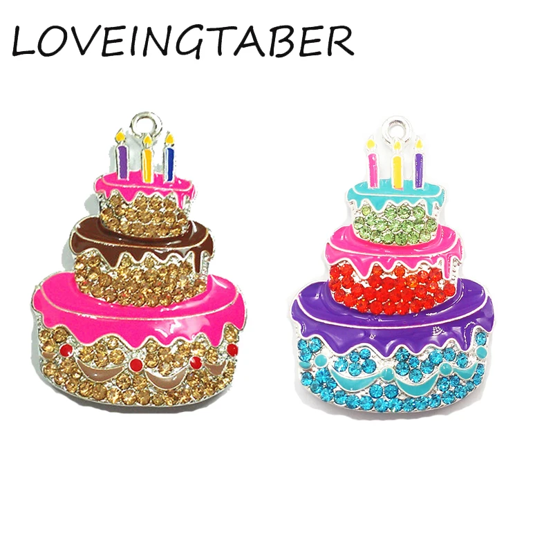 (Выберите цвет для начала) 45 мм * 32 10 шт./лот Подвески со стразами в виде торта на