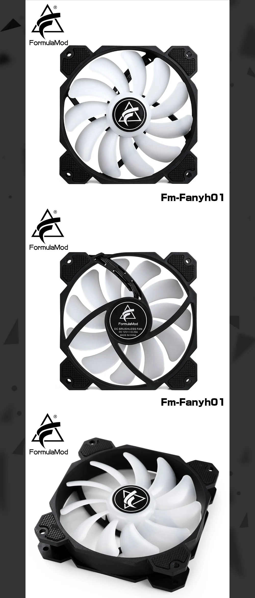 FormulaMod Fm-Fanyh01 120mm PWM Fan 5v 3Pin RGB Multipurpose Radiator Cooler Hydraulic Bearing 11 Large-size Blades