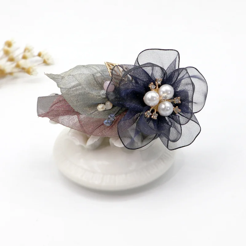 Заколка для волос с цветами женская роскошный зажим из ткани в Корейском стиле