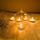 Стеклянный подсвечник, открывающийся полый шар, подвесное украшение для интерьера, поделки, контейнер для свечей