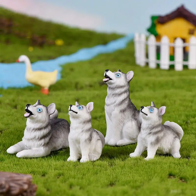 Горячая DIY Dog Волшебные садовые фигурки из Смолы миниатюрный Хаски торт жениха и