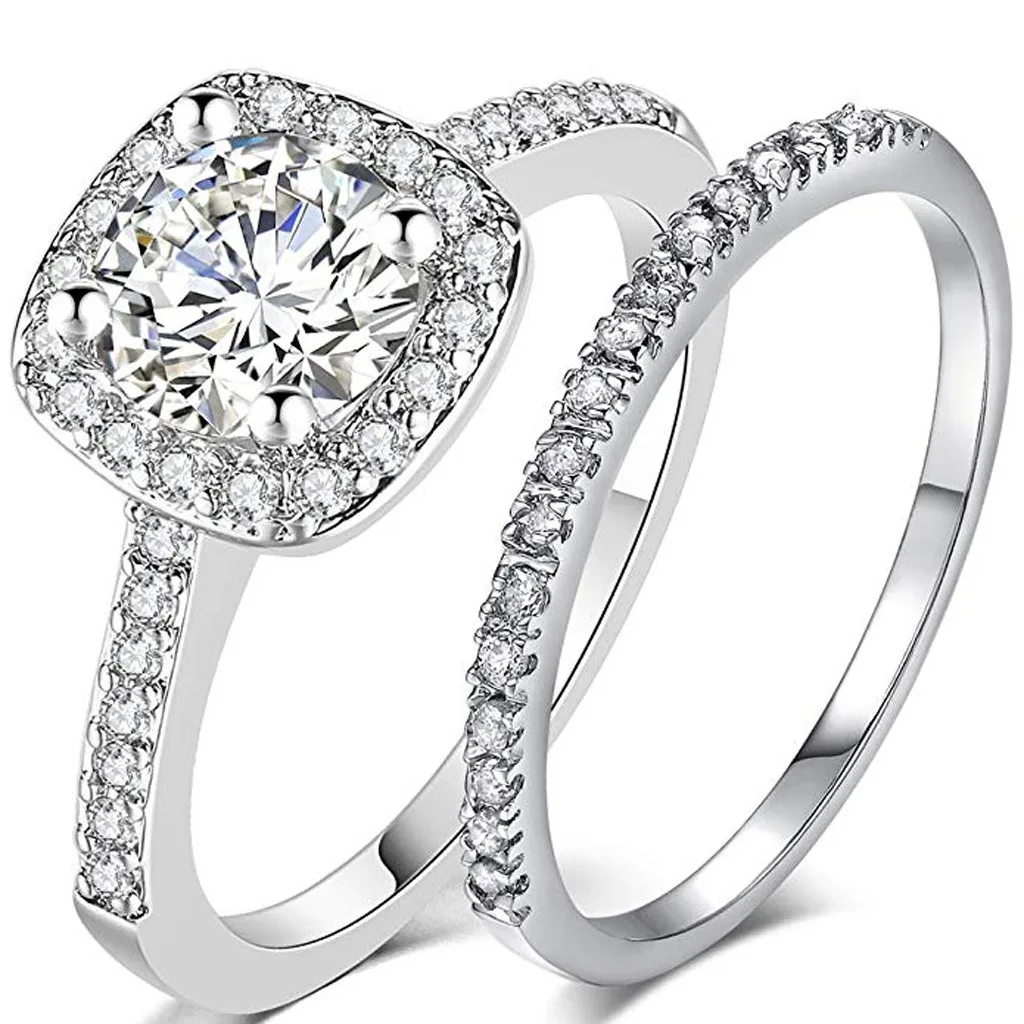 Bridal Sets Rings for women Silver Gold Wedding Engagement Eternity Girls Ring Set With Gift box | Украшения и аксессуары