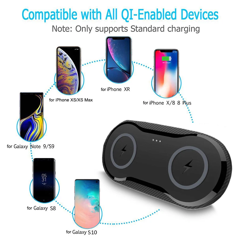 Двойная Беспроводная зарядная станция Qi 20 Вт для iPhone 11 XS XR X 8 AirPods 10 док-станция