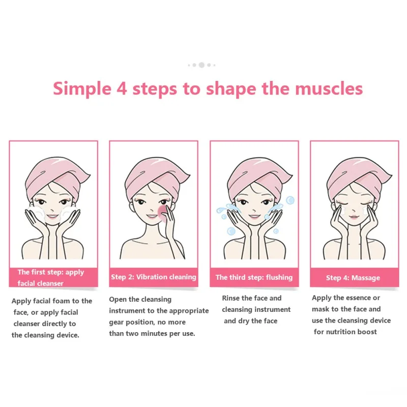 

Electric Facial Washing Brush Vibration Face Cleaner Silicone Deep Pore Cleaning Oil-Control Waterproof Massage Brush