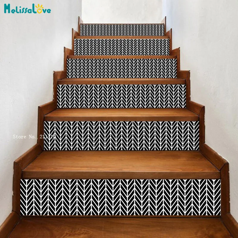 Простые монохромные наклейки на лестницы Яркий декоративный набор из 6 наклеек