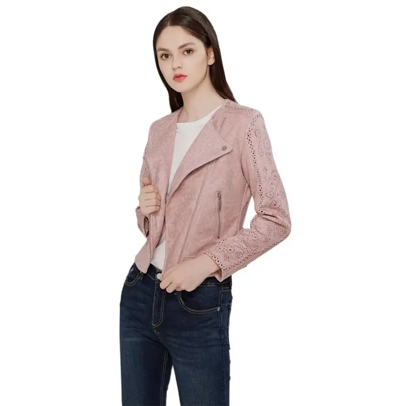 Куртка женская замшевая из искусственной кожи TMODA277 модное ажурное мотоциклетное