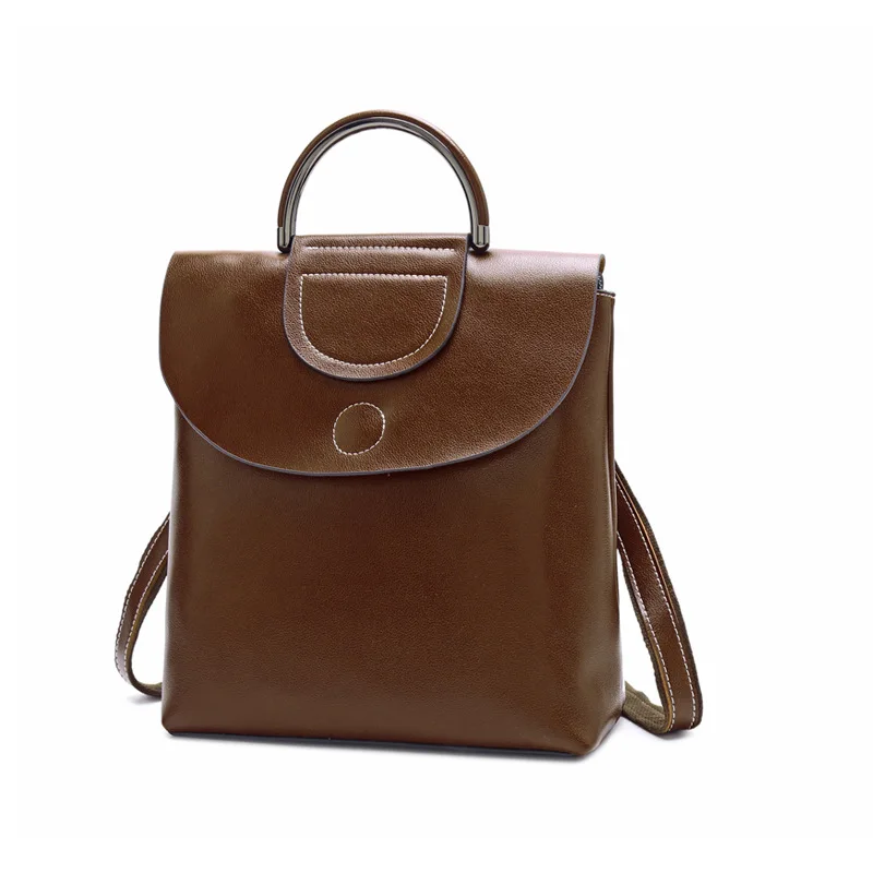 

2021 oil wax leather backpack portable leather handbags new Korean fashion all-match leather backpack student bag