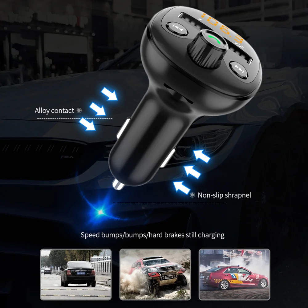 Беспроводной автомобильный FM передатчик BT21 с двойным USB 5 0 А и функцией быстрой