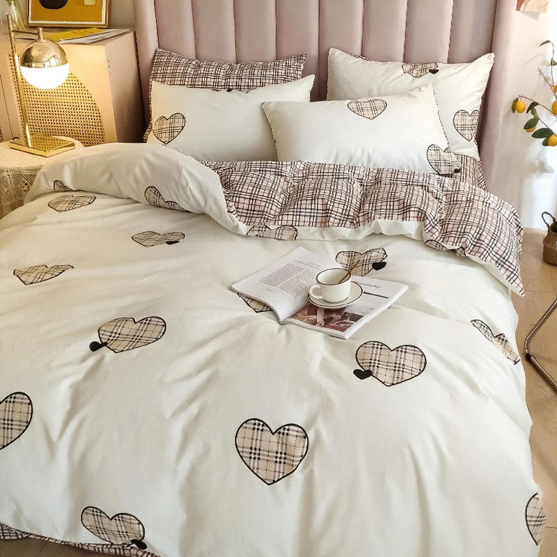 

High Quality 100% Cotton Luxury Bedding Sets ,designer Bedroom Comforter Set with Fitted Sheet and Pillowcases , Queen Duvet Cov