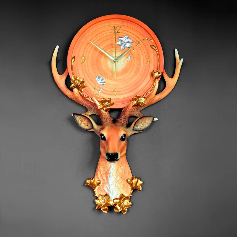 Настенные часы с изображением оленя в европейском стиле креативные Роскошные