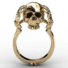 Крутое кольцо с черепом, Адом, смертью, золотым человеком, высококачественное кольцо с когтями черепа, ювелирные изделия