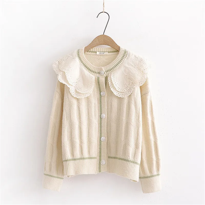 Женский вязаный кардиган с воротником Питер Пэн |