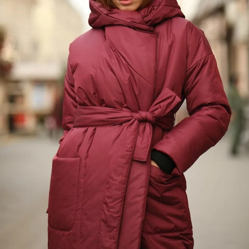 2023 Hoodie Warm Parkas Women Fashion Loose Pockets Coats Winter Women Elegant Long Cotton Jackets Female Ladies Oversized Thick