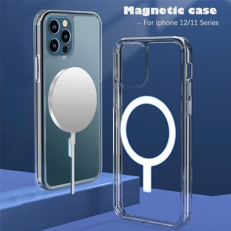 

1:1 Official Transparent Magnetic Case for Apple iPhone 11 Pro MAX Wireless Charger Magsafing Magnet Cover for iPhone 11