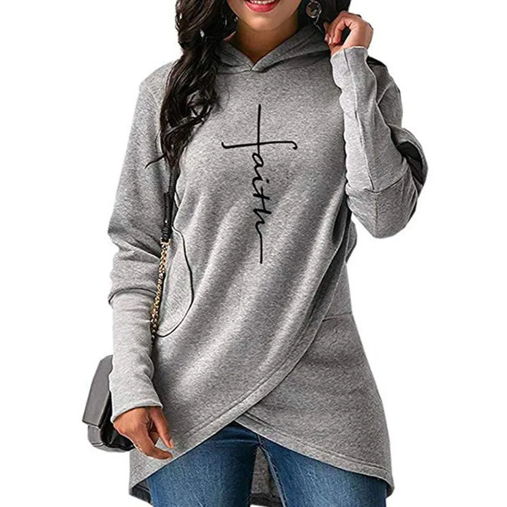 

Irregular Hooded Sweatshirt Women Long Sleeve Embroidery Hoodie Fashion Printed Pullover Newest Long Pullover Sweatshirts #40