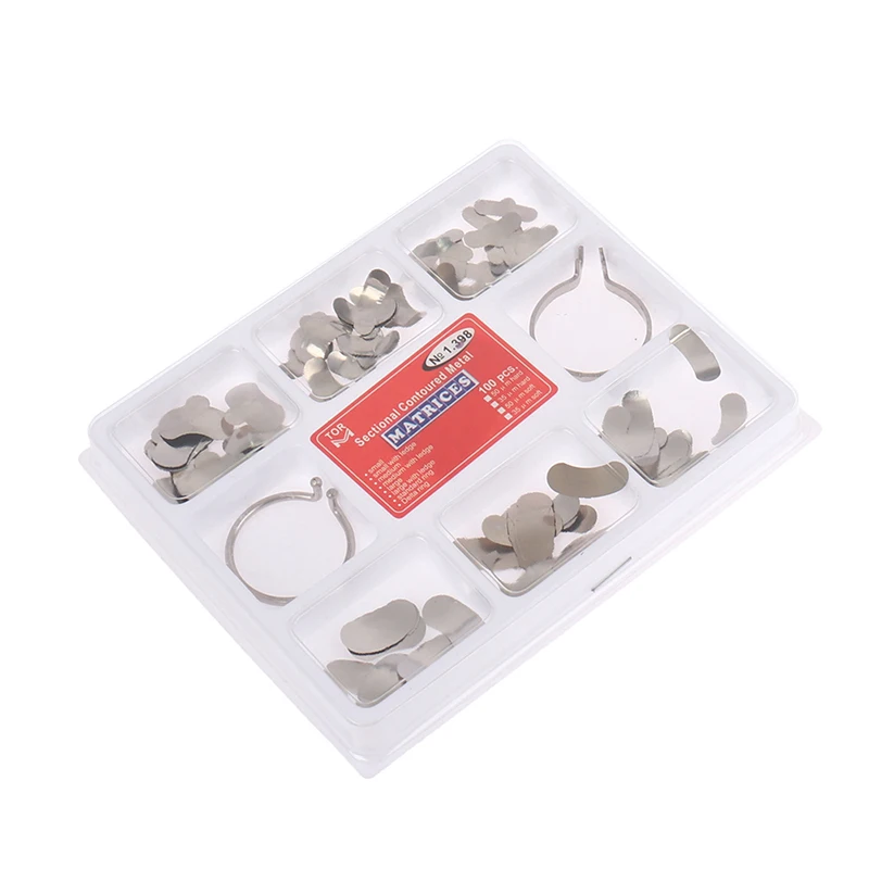 

100Pcs Dental Matrix Sectional Contoured Metal Matrices No.1.398 lmws 2 Rings